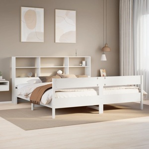 vidaXL, vidaXL Massivholzbett mit Regal ohne Matratze Weiß 200x200 cm Kiefer