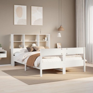 vidaXL, vidaXL Massivholzbett mit Regal ohne Matratze Weiß 140x190 cm Kiefer