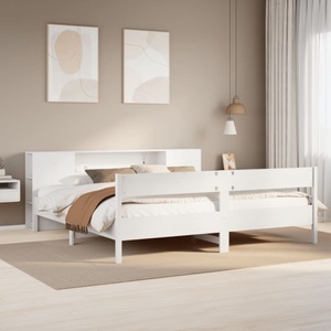 vidaXL, vidaXL Massivholzbett mit Regal ohne Matratze Weiß 200x200 cm Kiefer