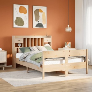 vidaXL, vidaXL Massivholzbett mit Regal ohne Matratze 140x200 cm Kiefer