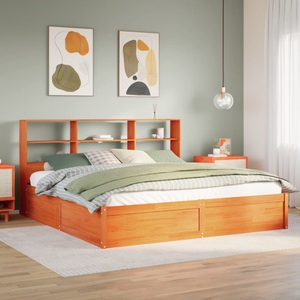 vidaXL, vidaXL Massivholzbett ohne Matratze Wachsbraun 200x200 Kiefernholz