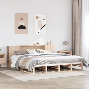 vidaXL, vidaXL Massivholzbett mit Regal ohne Matratze 180x200 cm Massivholz