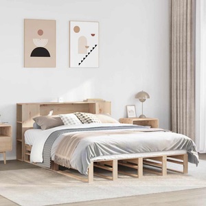 vidaXL, vidaXL Massivholzbett mit Regal ohne Matratze 135x190 cm Massivholz