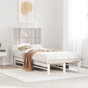 vidaXL, vidaXL Massivholzbett mit Regal ohne Matratze Weiß 90x200 cm