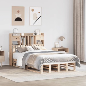 vidaXL, vidaXL Massivholzbett mit Regal ohne Matratze 120x200 cm Kiefer