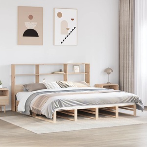 vidaXL, vidaXL Massivholzbett mit Regal ohne Matratze 180x200 cm Massivholz