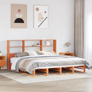 vidaXL, vidaXL Massivholzbett ohne Matratze Wachsbraun 180x200 cm Massivholz