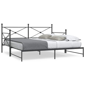 vidaXL, vidaXL Tagesbett Ausziehbar ohne Matratze Schwarz 100x200 cm Stahl