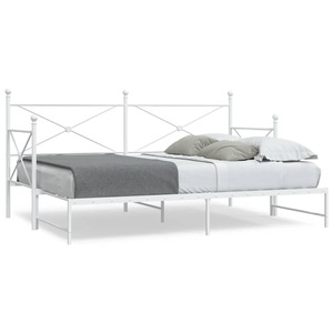 vidaXL, vidaXL Tagesbett Ausziehbar ohne Matratze Weiß 90x200 cm Stahl