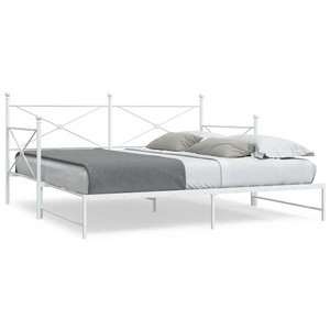 vidaXL, vidaXL Tagesbett Ausziehbar ohne Matratze Weiß 107x203 cm Stahl