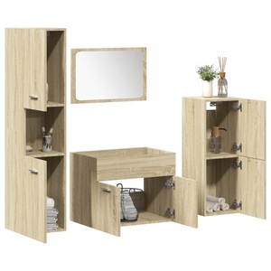 vidaXL, vidaXL 4-tlg. Badmöbel-Set Sonoma-Eiche Holzwerkstoff, vidaXL 4-tlg. Badmöbel-Set Sonoma-Eiche Holzwerkstoff