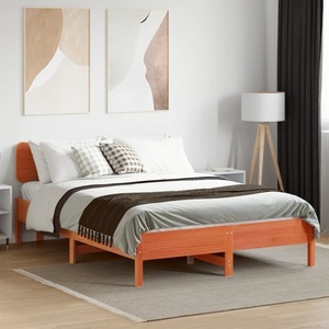 vidaXL, vidaXL Massivholzbett ohne Matratze Wachsbraun 150x200 cm Kiefernholz
