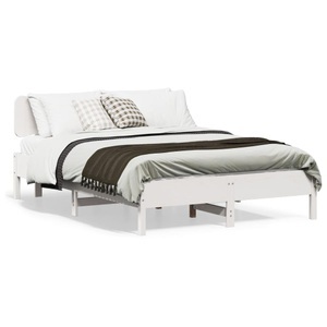 vidaXL, vidaXL Massivholzbett ohne Matratze Weiß 135x190 cm Kiefernholz