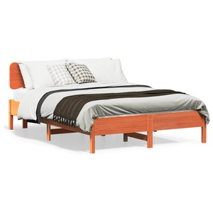 vidaXL, vidaXL Massivholzbett ohne Matratze Wachsbraun 135x190 cm Kiefernholz