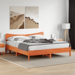 vidaXL, vidaXL Massivholzbett ohne Matratze Wachsbraun 160x200 Kiefernholz