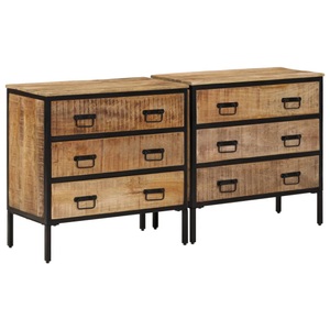 vidaXL, vidaXL Sideboards 2 Stk. 70x35x70 cm Raues Mango Massivholz