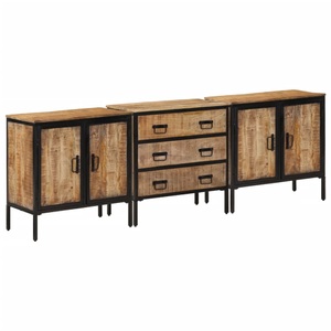 vidaXL, vidaXL Sideboards 2 Stk. 70x35x70 cm Raues Mango Massivholz