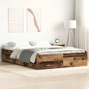 vidaXL, vidaXL Bettgestell ohne Matratze Altholz-Optik 140x200cm Holzwerkstoff