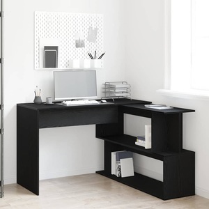 vidaXL, vidaXL Schreibtisch Schwarz Eichen-Optik 200 x 50 x 76 cm