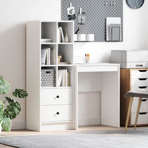 vidaXL, vidaXL Schreibtisch mit Schubladen mit Regal mit Speicher 2 pcs Weiß