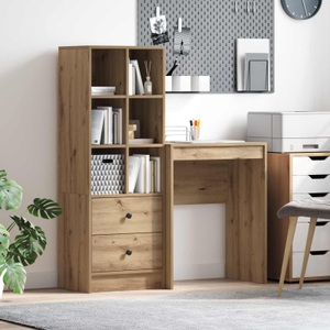 vidaXL, vidaXL Schreibtisch mit Schubladen mit Regal 2 pcs Artisan-Eiche
