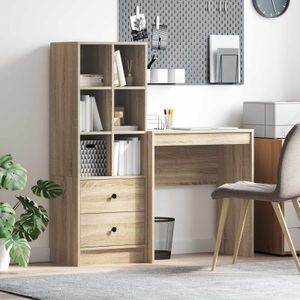 vidaXL, vidaXL Schreibtisch mit Schubladen mit Regal 2 pcs Sonoma-Eiche