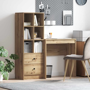 vidaXL, vidaXL Schreibtisch mit Schubladen mit Regal 2 pcs Artisan-Eiche