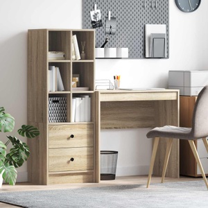 vidaXL, vidaXL Schreibtisch mit Schubladen mit Regal 2 pcs Sonoma-Eiche