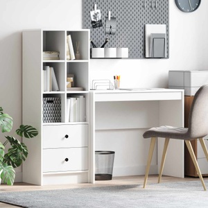 vidaXL, vidaXL Schreibtisch mit Schubladen mit Regal mit Speicher 2 pcs Weiß