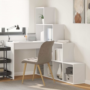 vidaXL, vidaXL Eck-Schreibtisch Weiß 101,5 x 149,5 x 149,5 cm Holzwerkstoff