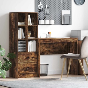 vidaXL, vidaXL Schreibtisch mit Schubladen mit Regal 2 pcs Geräucherte Eiche