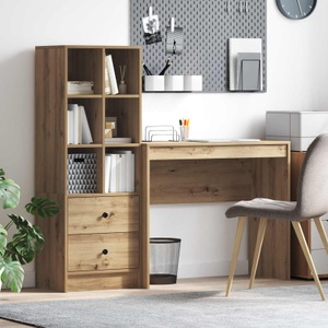 vidaXL, vidaXL Schreibtisch mit Schubladen mit Regal 2 pcs Artisan-Eiche