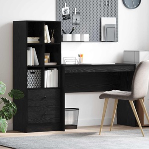 vidaXL, vidaXL Schreibtisch mit Schubladen 2 pcs Schwarz Eichen-Optik