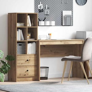 vidaXL, vidaXL Schreibtisch mit Schubladen mit Regal 2 pcs Artisan-Eiche