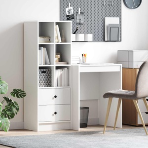 vidaXL, vidaXL Schreibtisch mit Schubladen mit Regal mit Speicher 2 pcs Weiß