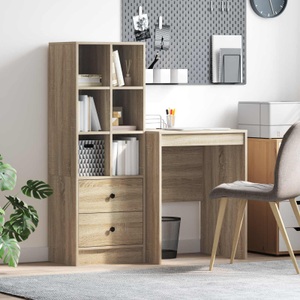 vidaXL, vidaXL Schreibtisch mit Schubladen mit Regal 2 pcs Sonoma-Eiche