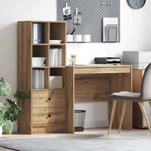 vidaXL, vidaXL Schreibtisch mit Schubladen mit Regal 2 pcs Artisan-Eiche