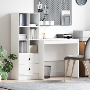 vidaXL, vidaXL Schreibtisch mit Schubladen mit Regal mit Speicher 2 pcs Weiß