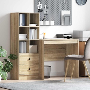 vidaXL, vidaXL Schreibtisch mit Schubladen mit Regal 2 pcs Sonoma-Eiche