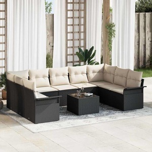 vidaXL, VidaXL - Gartensofa-set poly-rattan, One Size, Schwarz