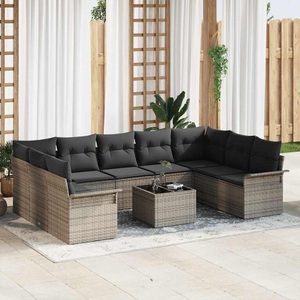 vidaXL, VidaXL - Gartensofa-set poly-rattan, One Size, Grau