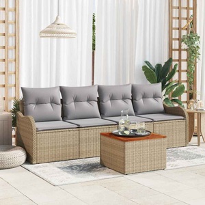 vidaXL, VidaXL - Modulares sofa poly-rattan, One Size, Beige