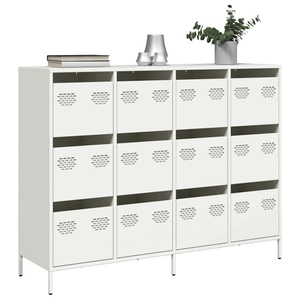 vidaXL, vidaXL Sideboard Weiß 135x39x103,5 cm Kaltgewalzter Stahl