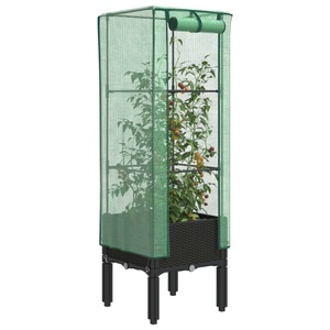vidaXL, vidaXL Hochbeet mit Gewächshaus-Aufsatz Rattan-Optik 40x40x140 cm, vidaXL Hochbeet mit Gewächshaus-Aufsatz Rattan-Optik 40x40x140 cm