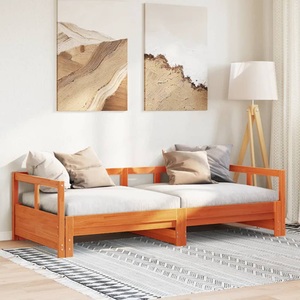 vidaXL, vidaXL Tagesbett ohne Matratze Wachsbraun 90x200 cm Massivholz Kiefer