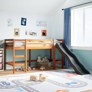 vidaXL, vidaXL Kinderhochbett ohne Matratze Braun 90x190 cm Massivholz Kiefer