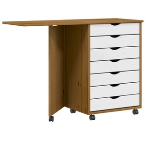 vidaXL, vidaXL Rollschrank mit Schreibtisch MOSS Honigbraun Massivholz Kiefer