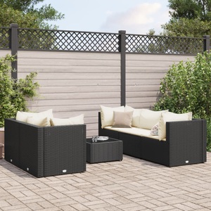 vidaXL, VidaXL - Garten lounge set poly-rattan, One Size, Schwarz