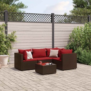 vidaXL, vidaXL 5-tlg. Garten-Lounge-Set mit Kissen Braun Poly Rattan