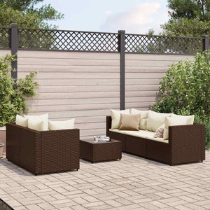 vidaXL, vidaXL 6-tlg. Garten-Lounge-Set mit Kissen Braun Poly Rattan